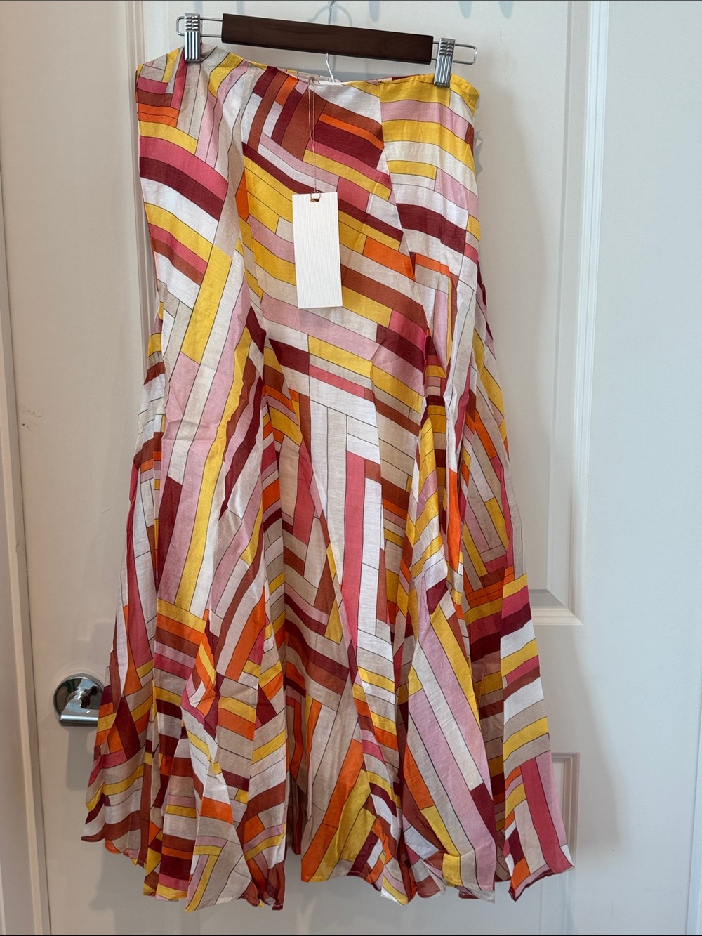 Ciebon Roese Striped Paneled Midi Skirt - Size Large - Picture 2 of 2